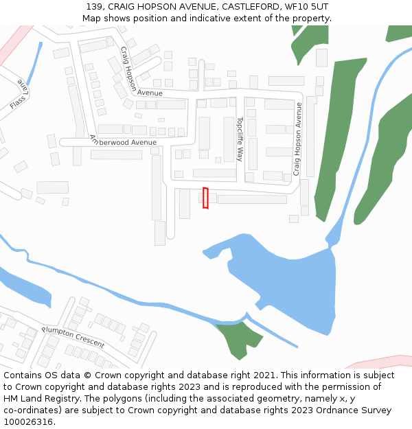 139, CRAIG HOPSON AVENUE, CASTLEFORD, WF10 5UT: Location map and indicative extent of plot