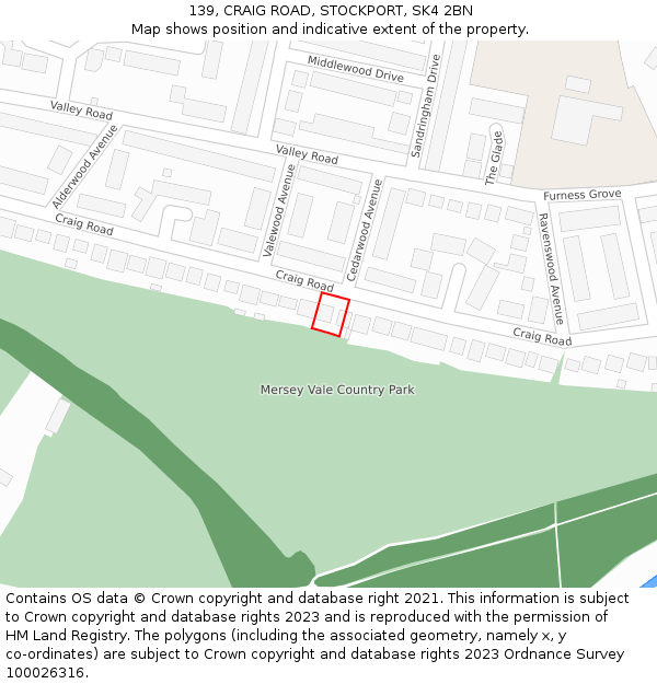 139, CRAIG ROAD, STOCKPORT, SK4 2BN: Location map and indicative extent of plot