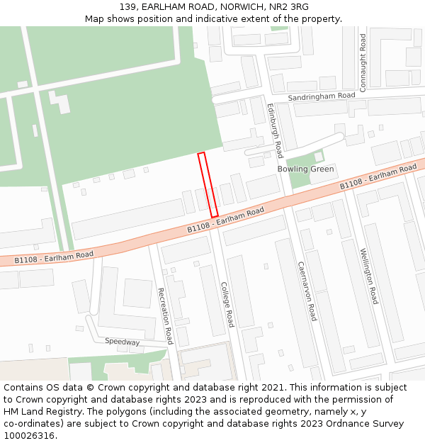 139, EARLHAM ROAD, NORWICH, NR2 3RG: Location map and indicative extent of plot