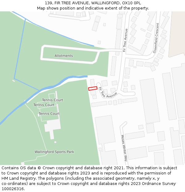 139, FIR TREE AVENUE, WALLINGFORD, OX10 0PL: Location map and indicative extent of plot