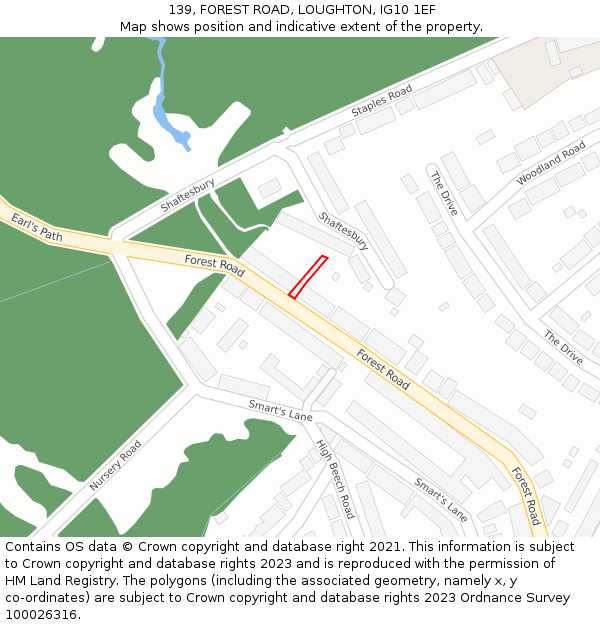 139, FOREST ROAD, LOUGHTON, IG10 1EF: Location map and indicative extent of plot