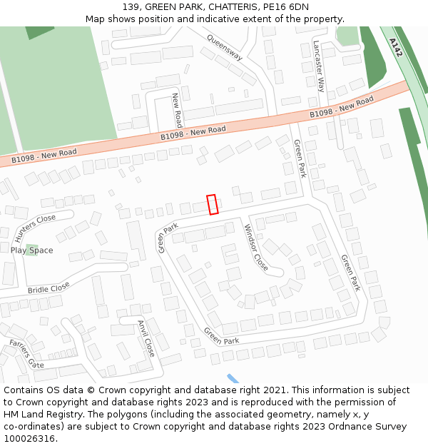 139, GREEN PARK, CHATTERIS, PE16 6DN: Location map and indicative extent of plot