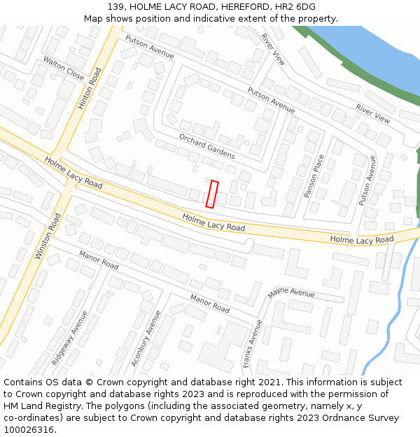 139, HOLME LACY ROAD, HEREFORD, HR2 6DG: Location map and indicative extent of plot