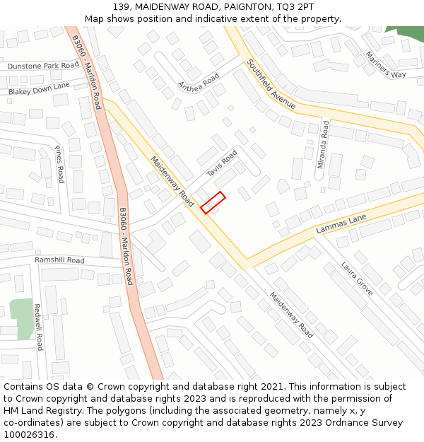 139, MAIDENWAY ROAD, PAIGNTON, TQ3 2PT: Location map and indicative extent of plot