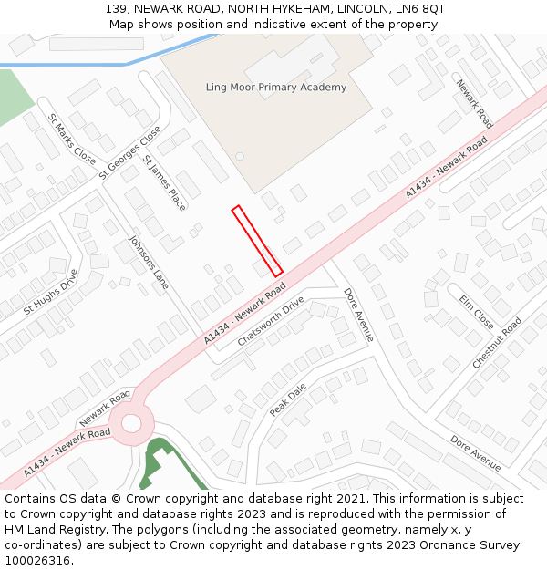 139, NEWARK ROAD, NORTH HYKEHAM, LINCOLN, LN6 8QT: Location map and indicative extent of plot