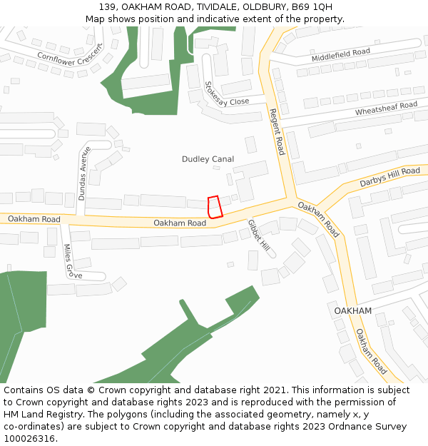 139, OAKHAM ROAD, TIVIDALE, OLDBURY, B69 1QH: Location map and indicative extent of plot