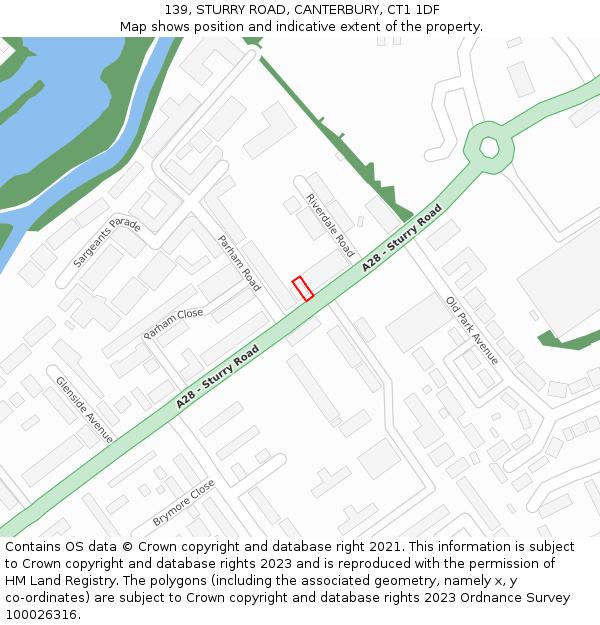 139, STURRY ROAD, CANTERBURY, CT1 1DF: Location map and indicative extent of plot