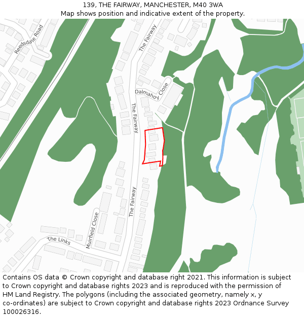 139, THE FAIRWAY, MANCHESTER, M40 3WA: Location map and indicative extent of plot