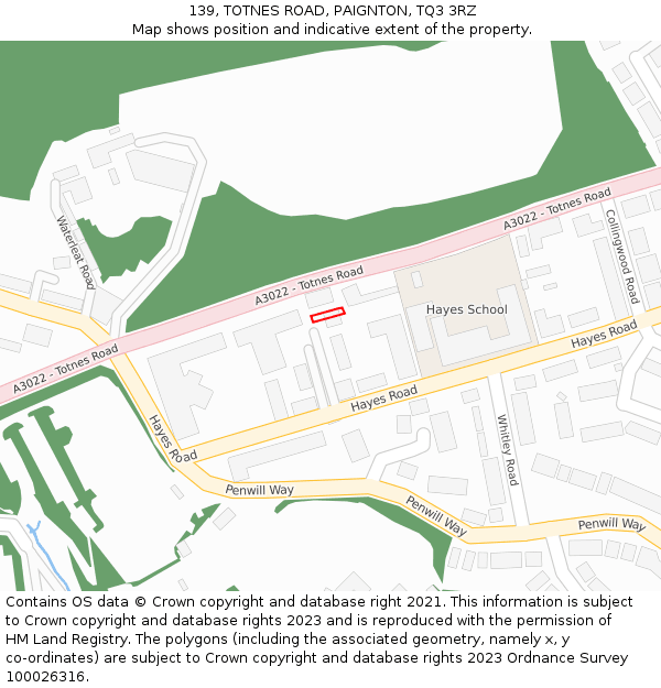139, TOTNES ROAD, PAIGNTON, TQ3 3RZ: Location map and indicative extent of plot