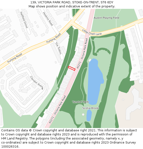 139, VICTORIA PARK ROAD, STOKE-ON-TRENT, ST6 6DY: Location map and indicative extent of plot