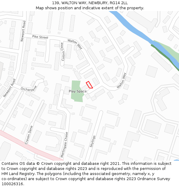 139, WALTON WAY, NEWBURY, RG14 2LL: Location map and indicative extent of plot