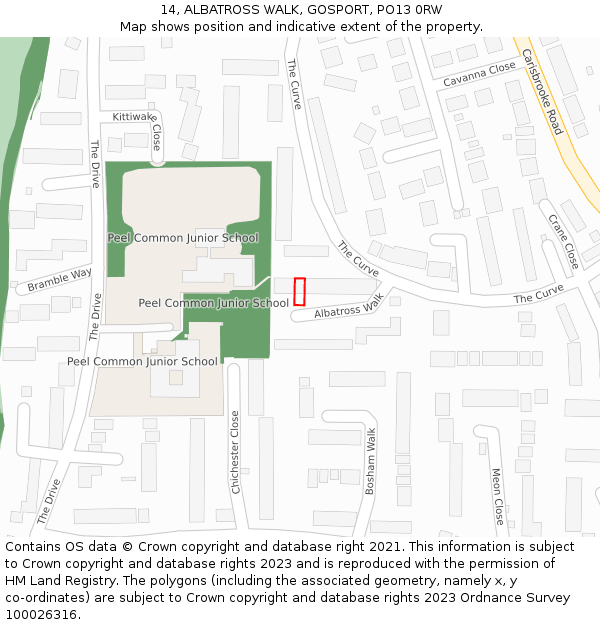 14, ALBATROSS WALK, GOSPORT, PO13 0RW: Location map and indicative extent of plot