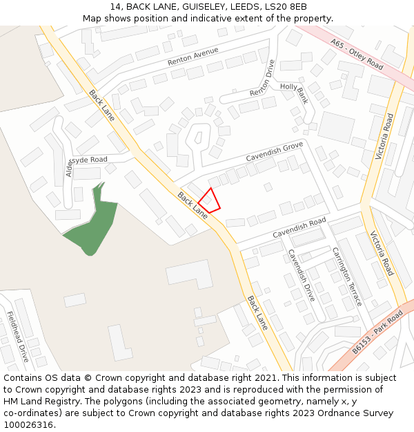 14, BACK LANE, GUISELEY, LEEDS, LS20 8EB: Location map and indicative extent of plot
