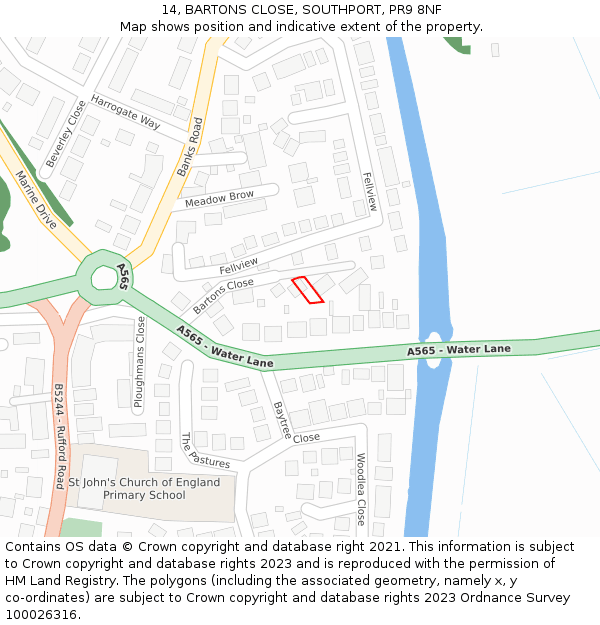 14, BARTONS CLOSE, SOUTHPORT, PR9 8NF: Location map and indicative extent of plot