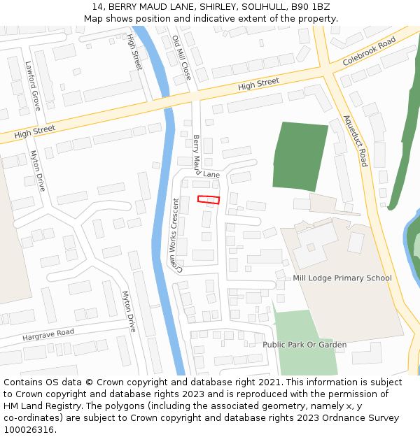 14, BERRY MAUD LANE, SHIRLEY, SOLIHULL, B90 1BZ: Location map and indicative extent of plot