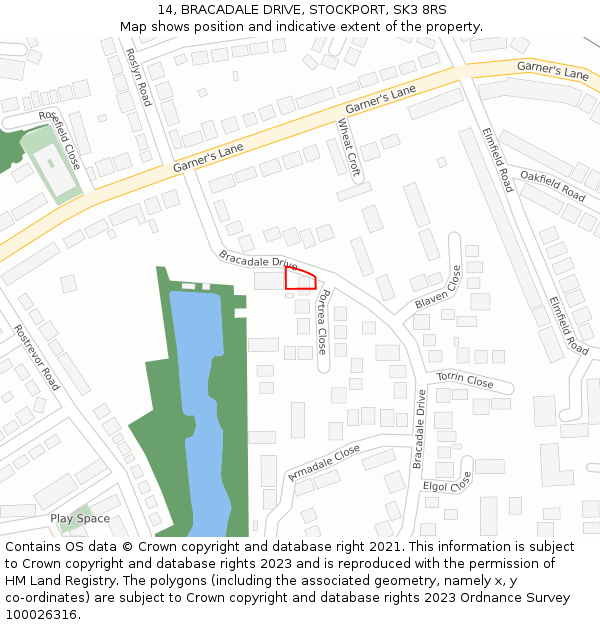 14, BRACADALE DRIVE, STOCKPORT, SK3 8RS: Location map and indicative extent of plot
