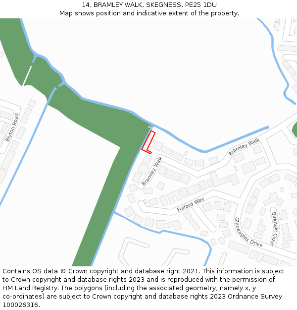 14, BRAMLEY WALK, SKEGNESS, PE25 1DU: Location map and indicative extent of plot