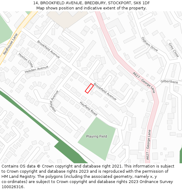 14, BROOKFIELD AVENUE, BREDBURY, STOCKPORT, SK6 1DF: Location map and indicative extent of plot