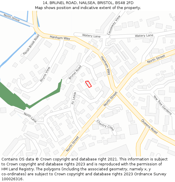 14, BRUNEL ROAD, NAILSEA, BRISTOL, BS48 2FD: Location map and indicative extent of plot