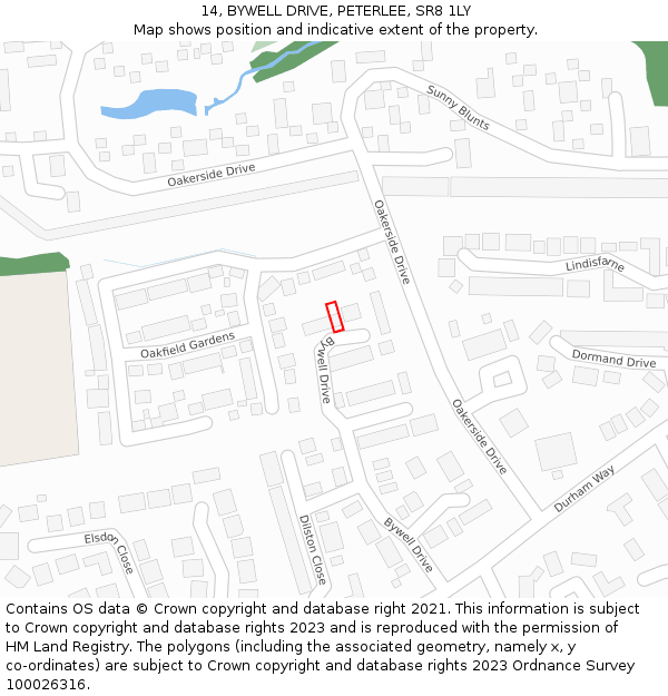 14, BYWELL DRIVE, PETERLEE, SR8 1LY: Location map and indicative extent of plot