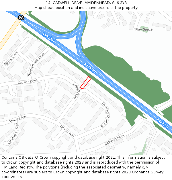 14, CADWELL DRIVE, MAIDENHEAD, SL6 3YR: Location map and indicative extent of plot