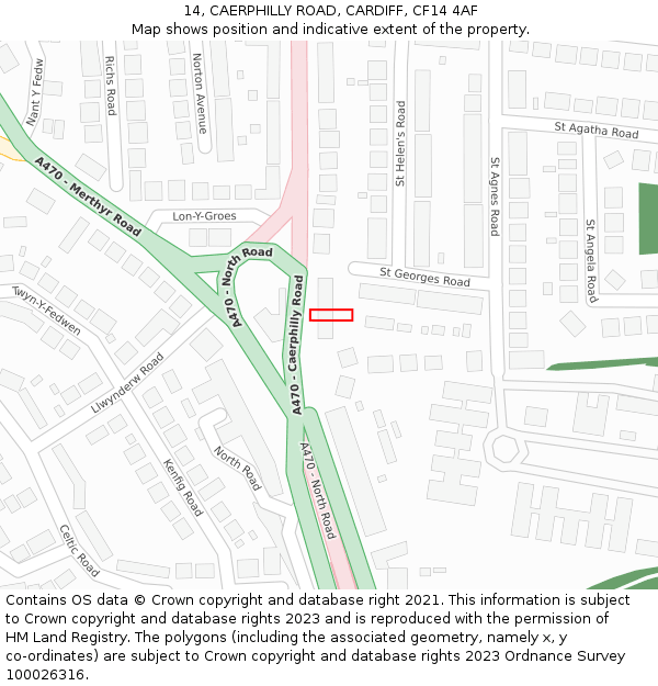 14, CAERPHILLY ROAD, CARDIFF, CF14 4AF: Location map and indicative extent of plot