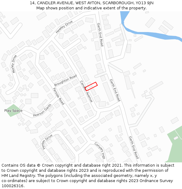14, CANDLER AVENUE, WEST AYTON, SCARBOROUGH, YO13 9JN: Location map and indicative extent of plot