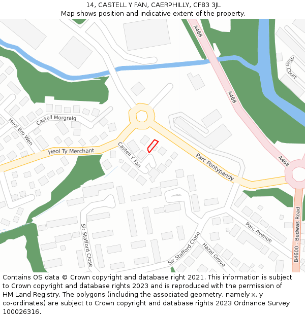 14, CASTELL Y FAN, CAERPHILLY, CF83 3JL: Location map and indicative extent of plot