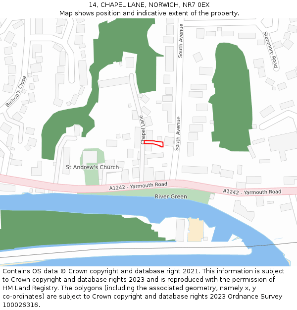 14, CHAPEL LANE, NORWICH, NR7 0EX: Location map and indicative extent of plot