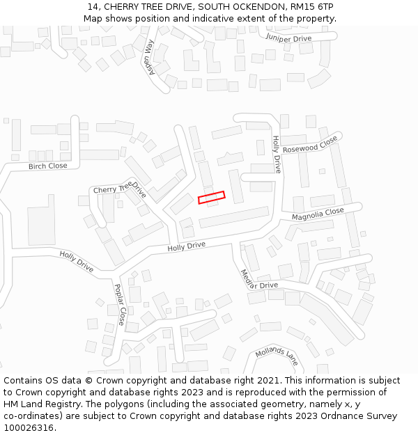 14, CHERRY TREE DRIVE, SOUTH OCKENDON, RM15 6TP: Location map and indicative extent of plot