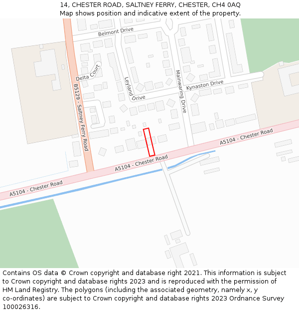 14, CHESTER ROAD, SALTNEY FERRY, CHESTER, CH4 0AQ: Location map and indicative extent of plot