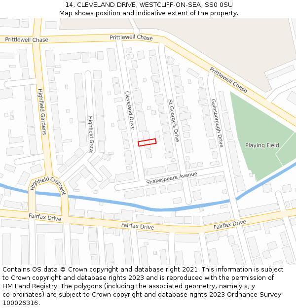 14, CLEVELAND DRIVE, WESTCLIFF-ON-SEA, SS0 0SU: Location map and indicative extent of plot