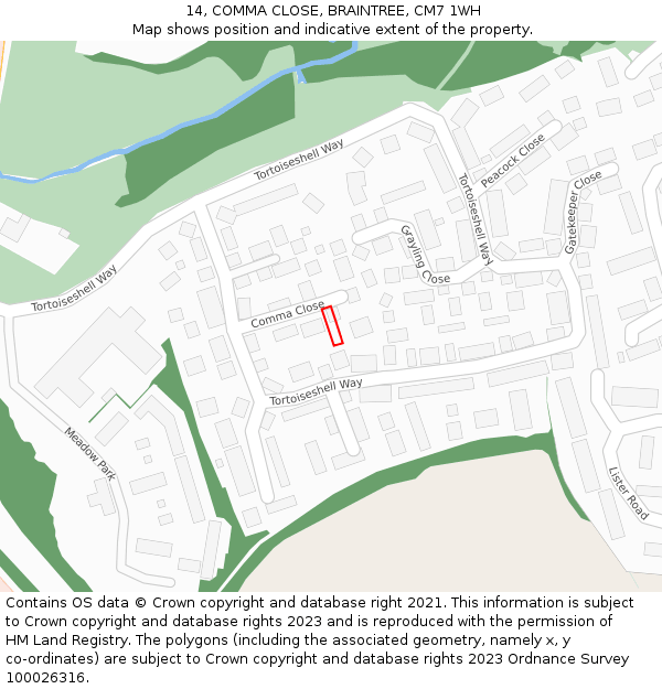 14, COMMA CLOSE, BRAINTREE, CM7 1WH: Location map and indicative extent of plot