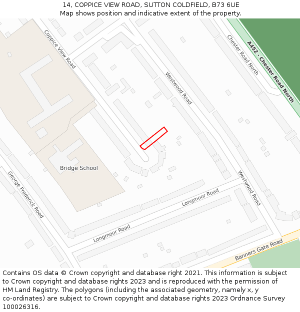 14, COPPICE VIEW ROAD, SUTTON COLDFIELD, B73 6UE: Location map and indicative extent of plot