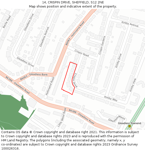 14, CRISPIN DRIVE, SHEFFIELD, S12 2NE: Location map and indicative extent of plot
