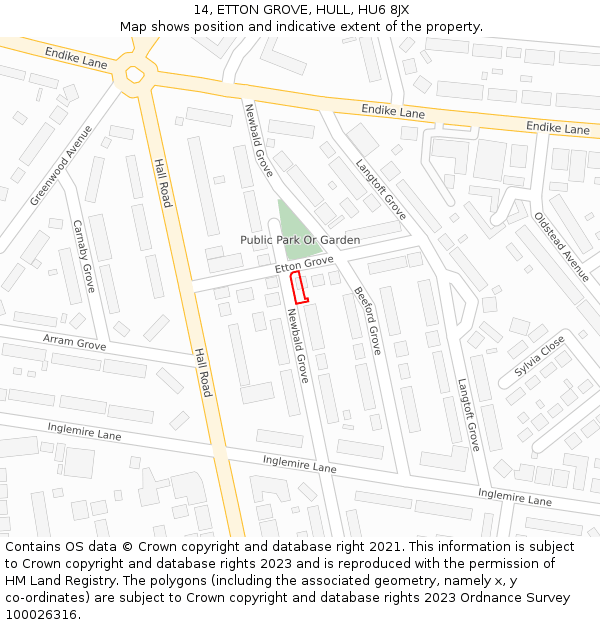 14, ETTON GROVE, HULL, HU6 8JX: Location map and indicative extent of plot