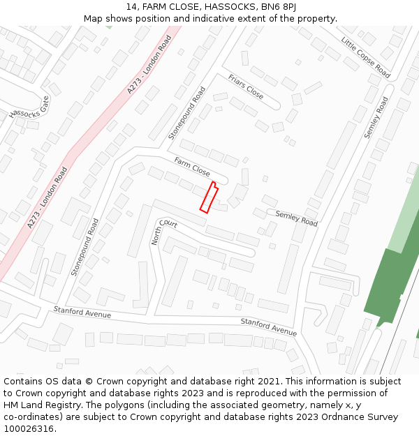 14, FARM CLOSE, HASSOCKS, BN6 8PJ: Location map and indicative extent of plot