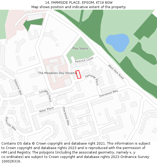14, FARMSIDE PLACE, EPSOM, KT19 8GW: Location map and indicative extent of plot