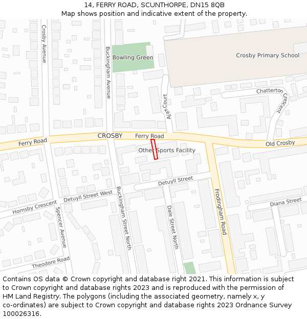 14, FERRY ROAD, SCUNTHORPE, DN15 8QB: Location map and indicative extent of plot