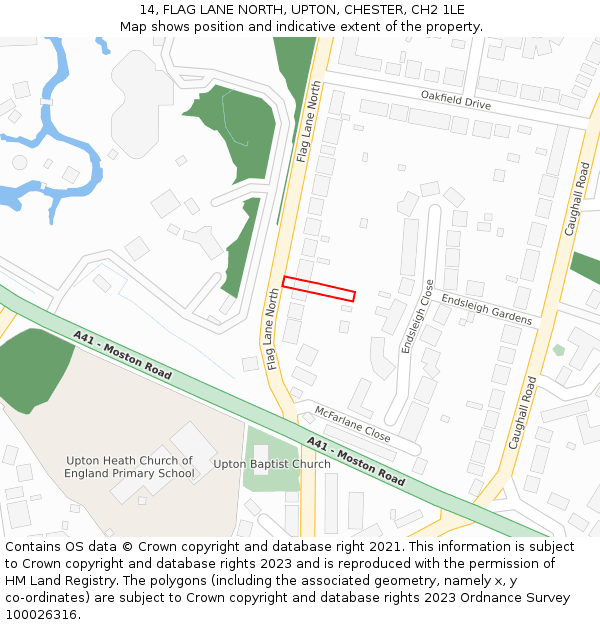 14, FLAG LANE NORTH, UPTON, CHESTER, CH2 1LE: Location map and indicative extent of plot