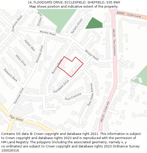14, FLOODGATE DRIVE, ECCLESFIELD, SHEFFIELD, S35 9WX: Location map and indicative extent of plot