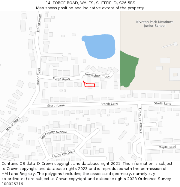 14, FORGE ROAD, WALES, SHEFFIELD, S26 5RS: Location map and indicative extent of plot