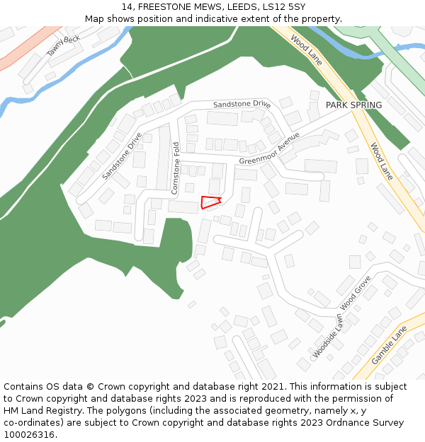14, FREESTONE MEWS, LEEDS, LS12 5SY: Location map and indicative extent of plot