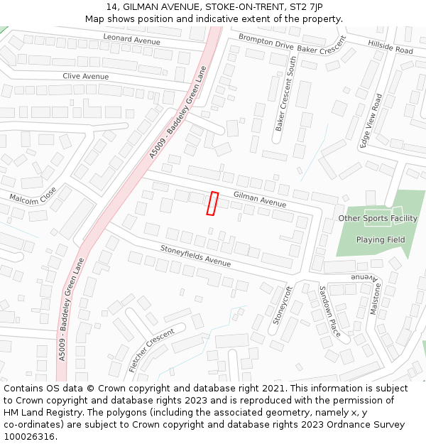 14, GILMAN AVENUE, STOKE-ON-TRENT, ST2 7JP: Location map and indicative extent of plot