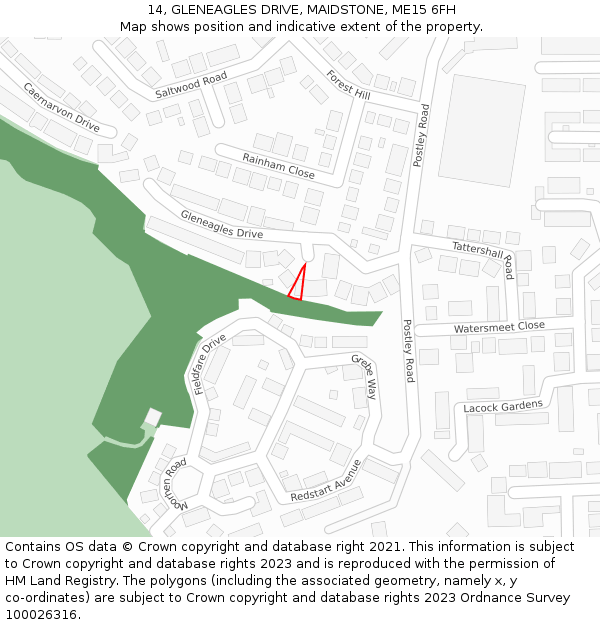14, GLENEAGLES DRIVE, MAIDSTONE, ME15 6FH: Location map and indicative extent of plot