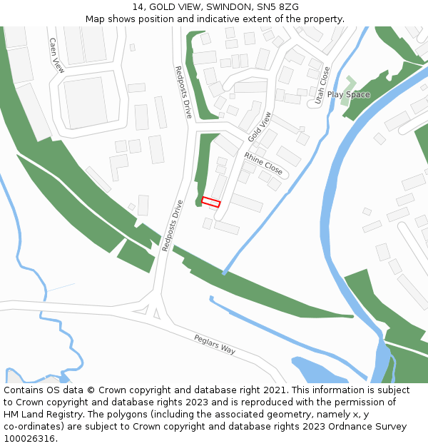 14, GOLD VIEW, SWINDON, SN5 8ZG: Location map and indicative extent of plot