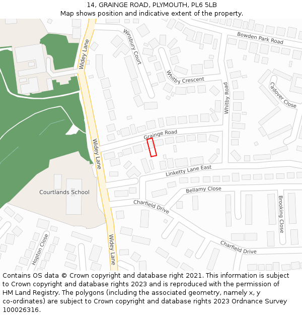 14, GRAINGE ROAD, PLYMOUTH, PL6 5LB: Location map and indicative extent of plot