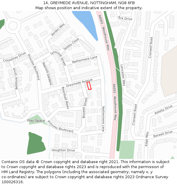 14, GREYMEDE AVENUE, NOTTINGHAM, NG8 6FB: Location map and indicative extent of plot