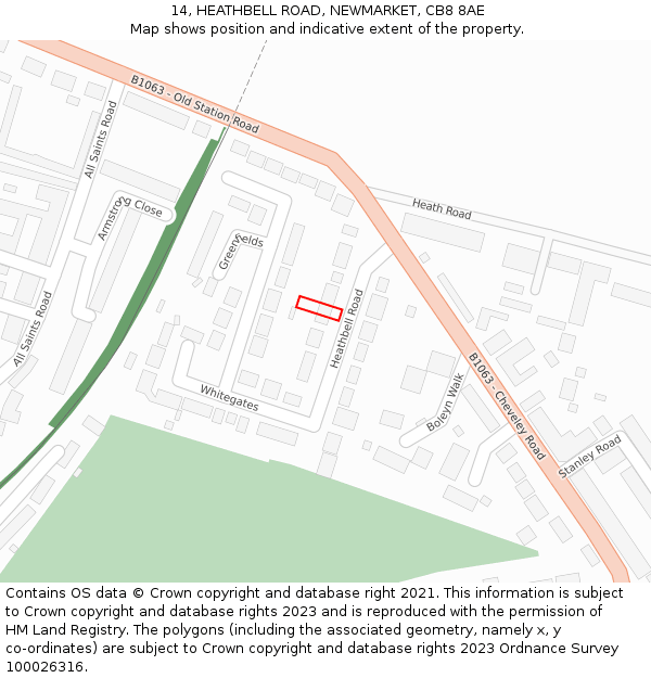 14, HEATHBELL ROAD, NEWMARKET, CB8 8AE: Location map and indicative extent of plot