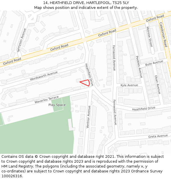 14, HEATHFIELD DRIVE, HARTLEPOOL, TS25 5LY: Location map and indicative extent of plot